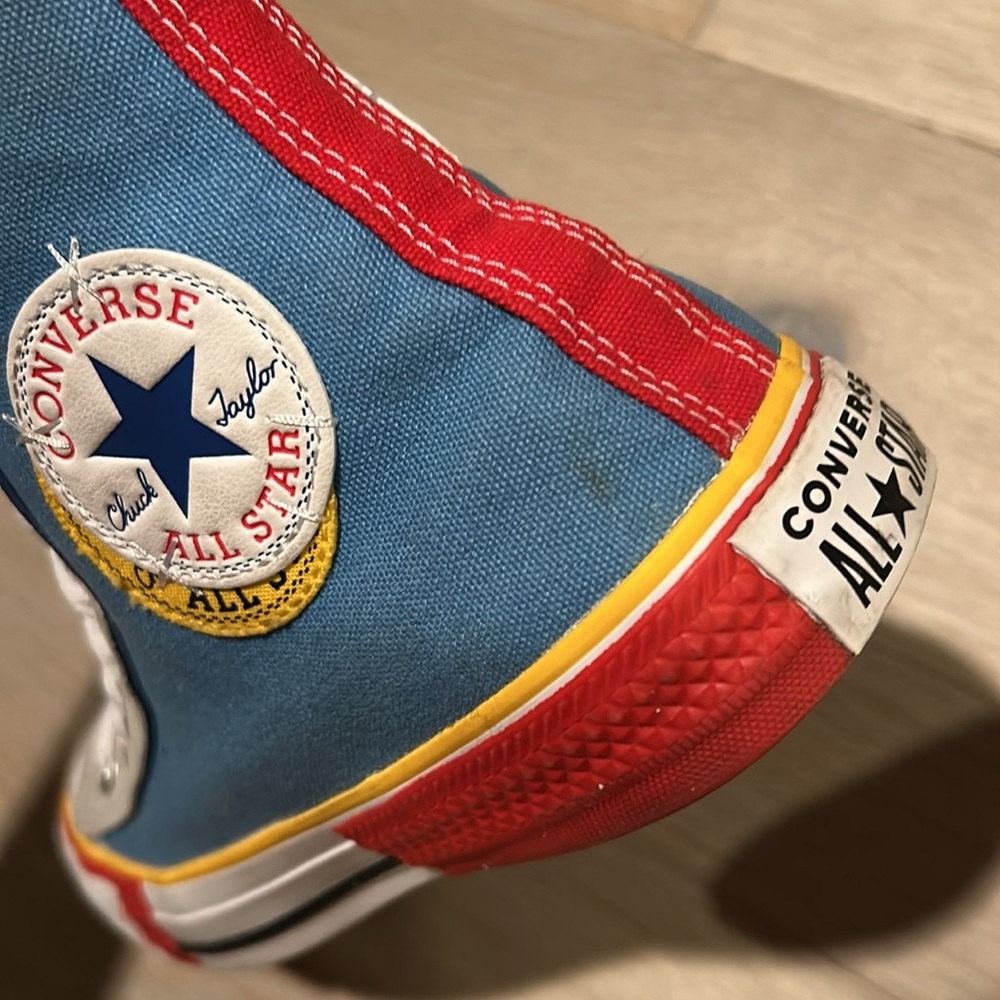 ❌SOLD💰Converse Chuck Taylor Blue and Red High-Top Double Logo Sneakers Men size7 - Picture 8 of 12